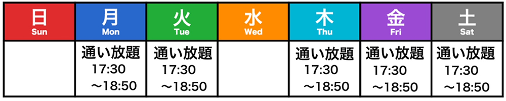 通い放題コース（3部）を選択した場合